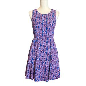 Gianni Bini Fit and Flare Dress Sleeveless Scoop Neck Geometric Lined Skirt